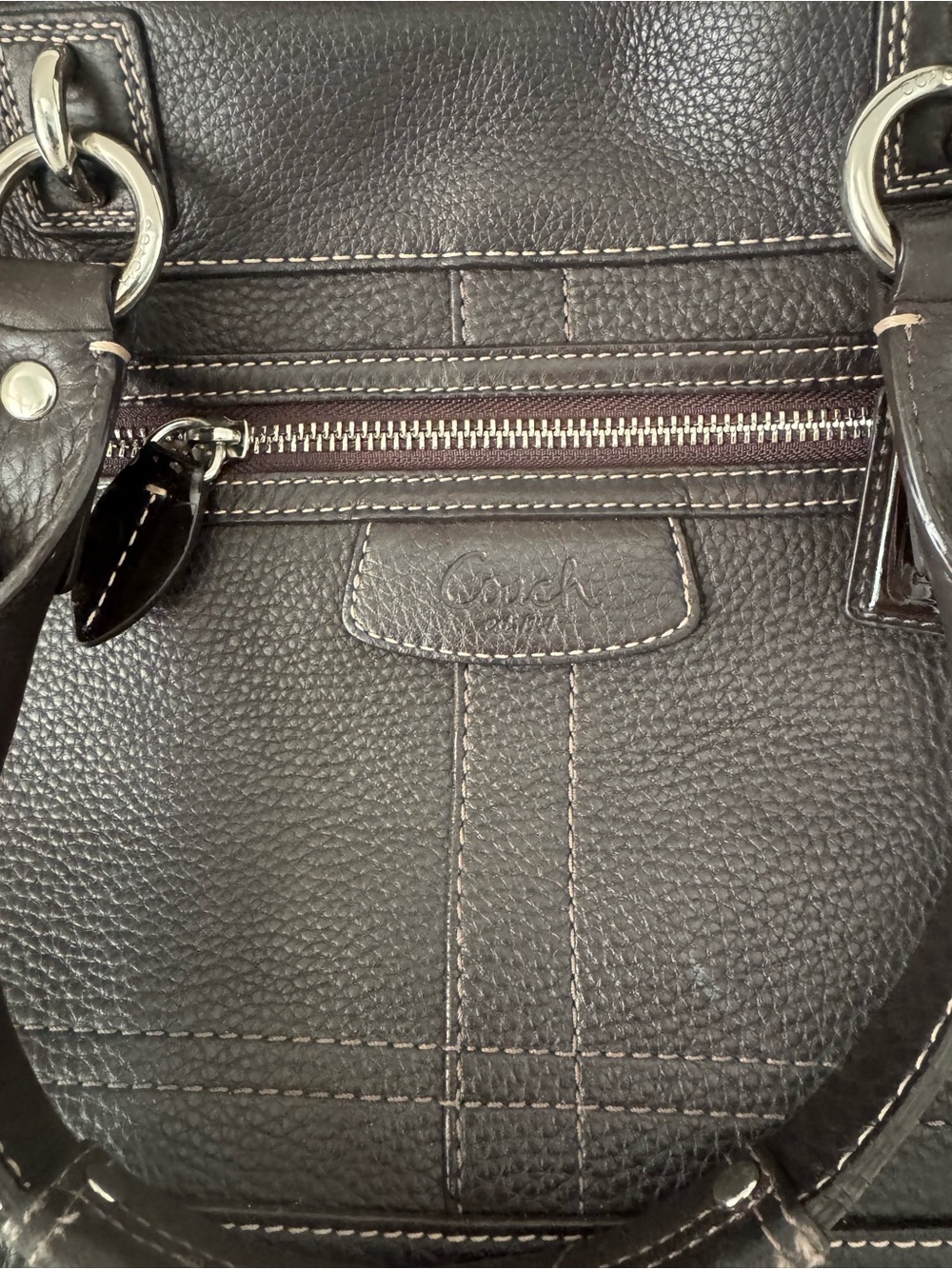 Coach Dark Brown Pebbled Leather Shoulder Satchel - Picture 2 of 3
